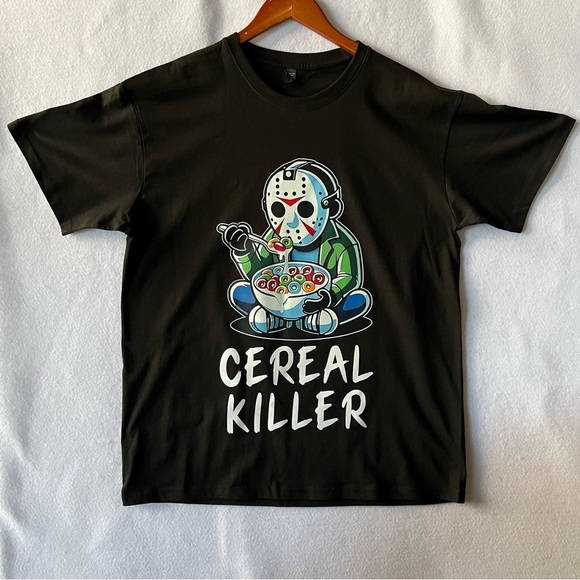 Funny Cereal Killer Black Graphic Tee - Picture 2 of 5